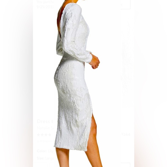 Dress the Population Natalie White Scoop back sequence midi knee length dress - Picture 4 of 7
